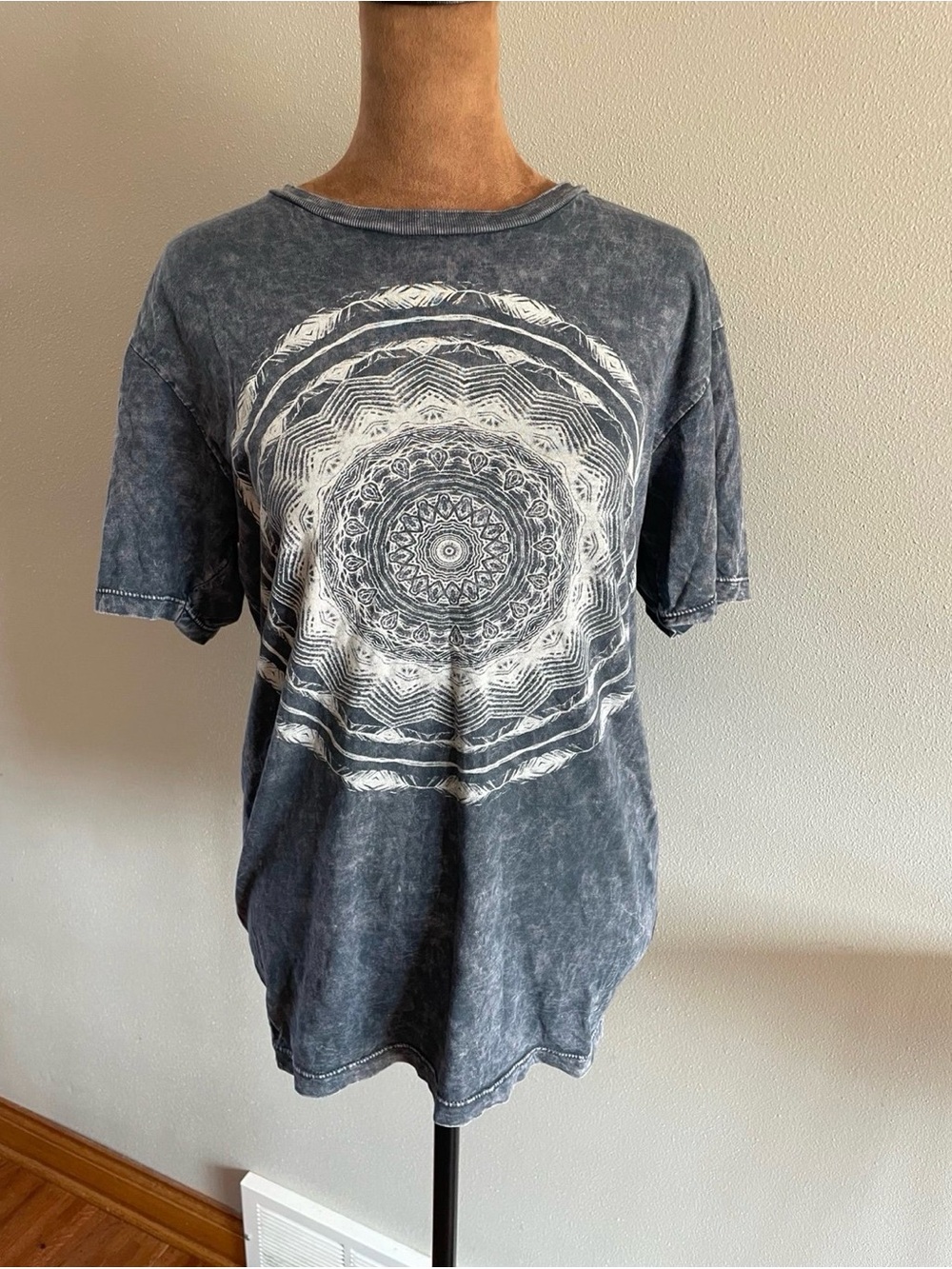 Life Clothing Company Mandala mineral wash print T-shirt in charcoal color.